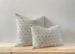 Rosemary - Green - Abstract Green Leaf Print Linen Modern Farmhouse Cushion Covers - thumbnail 1