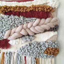 Woven Textile Wall Hanging Modern Boho Farmhouse Tapestry - thumbnail 4