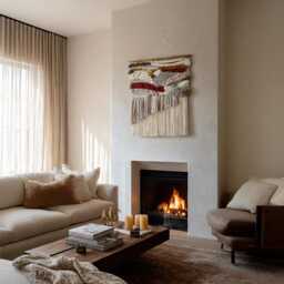 Woven Textile Wall Hanging Modern Boho Farmhouse Tapestry - thumbnail 2