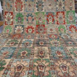 8'9x11'4 Ft Moroccan Design High Pile Wool Afghan Handmade Rug, Turkmen Gabbeh Natural Dyes Boho Home Decor Bedroom, Living Room Carpet - thumbnail 4