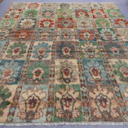 8'9x11'4 Ft Moroccan Design High Pile Wool Afghan Handmade Rug, Turkmen Gabbeh Natural Dyes Boho Home Decor Bedroom, Living Room Carpet - thumbnail 2