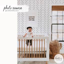 Peel & Stick Wallpaper Black & White Herringbone, Boho Nursery - thumbnail 3
