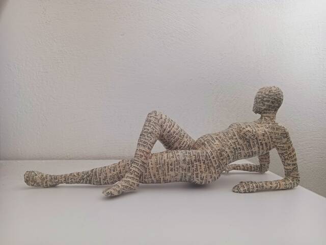 Paper Mache Sculpture, Woman Book Lover Gift, Papier Mache - image 1