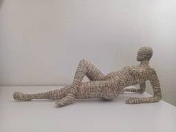 Paper Mache Sculpture, Woman Book Lover Gift, Papier Mache - thumbnail 1