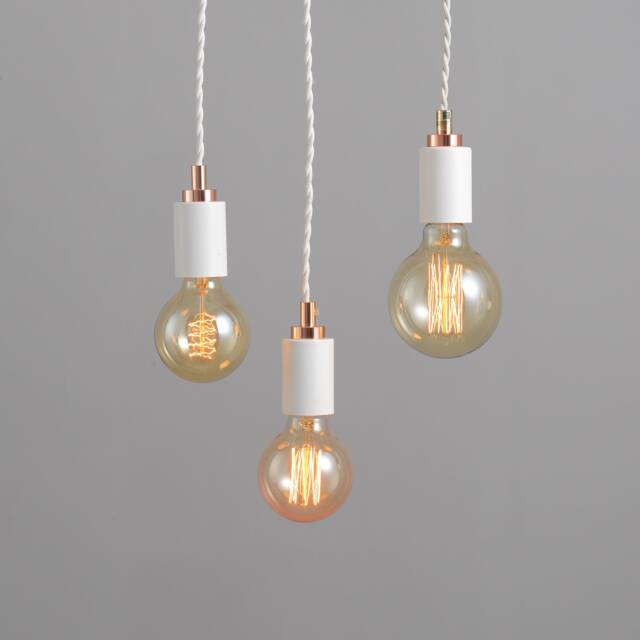 Simple Top Pendant Light - White & Rose Gold Mid Century Industrial Modern Hanging Edison Lamp For Over Dining Table & Kitchen Island - image 1