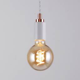 Simple Top Pendant Light - White & Rose Gold Mid Century Industrial Modern Hanging Edison Lamp For Over Dining Table & Kitchen Island - thumbnail 2