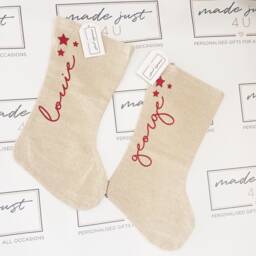 Personalized Name Cotton Canvas Christmas Stocking For Presents, Gift Bag, & Holiday Decorations, Stuffers, Decor - thumbnail 1