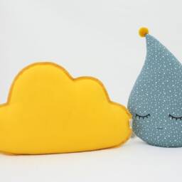 Polka Dot Raindrop Cushion With Pompom For Nursery Decor, Baby Shower Gift Idea Dreamy Pillow Infant Crib Kids Room Newborn Bed Sky Teepee - thumbnail 4