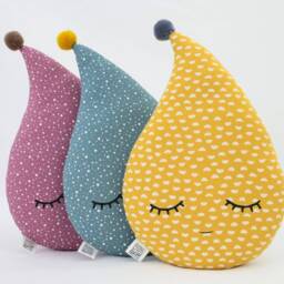 Polka Dot Raindrop Cushion With Pompom For Nursery Decor, Baby Shower Gift Idea Dreamy Pillow Infant Crib Kids Room Newborn Bed Sky Teepee - thumbnail 3