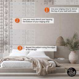 Stencil For Walls - Haryana Indian Wall Stencil Paisley Flower For Painting Decor Reusable - thumbnail 3