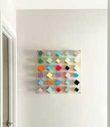 Colorful Wooden Cube Wall Art - Hand Painted 3D Geometric Sculpture On Acrylic Panel. Modern Block Decor. Choose Your Own Color Palette - thumbnail 4