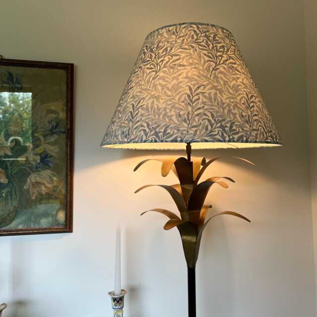 Blue Willow Leaves Coolie Lampshade, Empire in William Morris Cotton Ceiling Light Shade - image 1