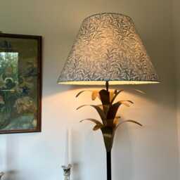 Blue Willow Leaves Coolie Lampshade, Empire in William Morris Cotton Ceiling Light Shade