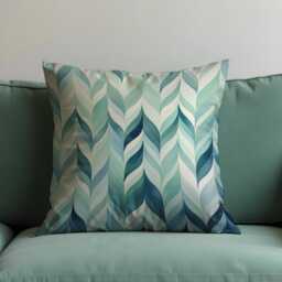 Aqua Leaf Cushion Cover, Watercolor Foliage Pattern Pillow Case, Botanical Throw Modern Living Room Decor - thumbnail 1