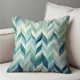 Aqua Leaf Cushion Cover, Watercolor Foliage Pattern Pillow Case, Botanical Throw Modern Living Room Decor - thumbnail 4