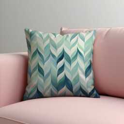 Aqua Leaf Cushion Cover, Watercolor Foliage Pattern Pillow Case, Botanical Throw Modern Living Room Decor - thumbnail 3