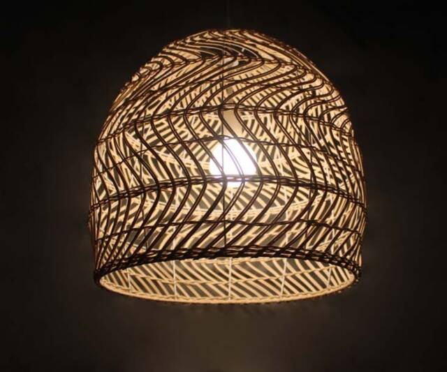 "Handwoven Rattan Pendant Light, Rustic Ceiling Kitchen Island Lighting, Size W17.7""xh17.7" - image 1