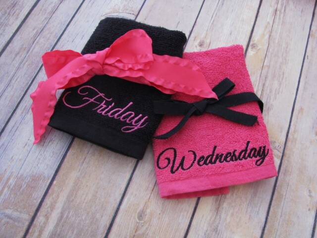 Days Of The Week Makeup Removal Washcloths Embroidered Cotton Towel Set - image 1