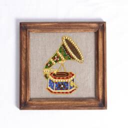 Gramophone Vintage Musical Instrument Wall Art, Embroidery & Applique in Hoop Or Wooden Frame - thumbnail 2