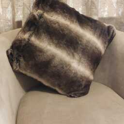 Luxury Dark Chinchilla Deluxe Faux Fur Cushion Cover - Handmade Sofa Pillow Case - thumbnail 2