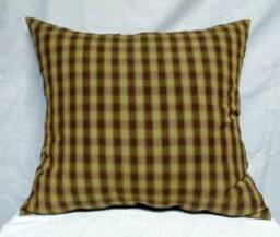 Farmhouse Plaid Throw Pillow Chocolate Brown & Tan Cotton - 18x18, Insert Included - thumbnail 1