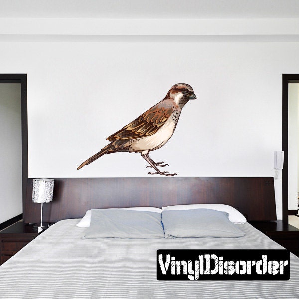 Bird Scroll Wall Decal - Fabric Vinyl Removable & Reusable Birduscolor015Et
