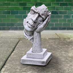 Outdoor Thinking Face Statue Concrete Modern Sculpture Cement Abstract Art Figurine Handmade Contemporary Decor Lawn Ornament Gift - thumbnail 4