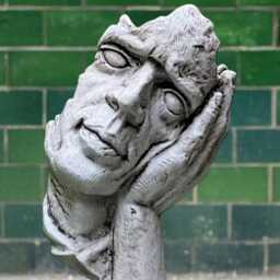 Outdoor Thinking Face Statue Concrete Modern Sculpture Cement Abstract Art Figurine Handmade Contemporary Decor Lawn Ornament Gift - thumbnail 2