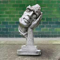 Outdoor Thinking Face Statue Concrete Modern Sculpture Cement Abstract Art Figurine Handmade Contemporary Decor Lawn Ornament Gift - thumbnail 3