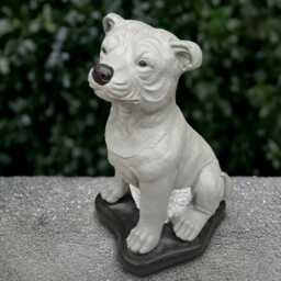 Concrete Pitbull Statue Stone Dog Sculpture Cement Animal Decoration Handmade Ornament Figurine Garden & Home Art - thumbnail 1