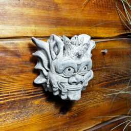 stone Garden Small Gremlin Gargoyle Spiky Hair Face Wall Plaque Ornament - thumbnail 3
