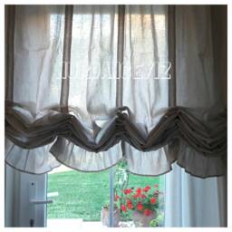 Balloon Curtain Valance Ruffle Kitchen Panels Shabby Chic Cottage Linen Rustic Curtain Cafe Gardinen White Oatmeal Gray Pink - thumbnail 2