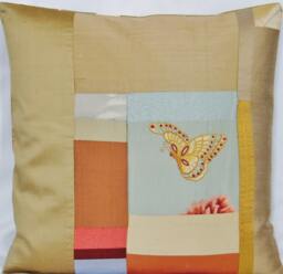 Butterfly Decorative Pillow Case Orange Blue Beige Cushion Cover Modern Patchwork Design Unique Style Pillows Throw Gold Embroidery Trendy