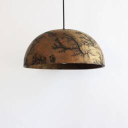 Large Hanging Lamp, Unique Flush Mount Lights, Large Oak Plug in Chandelier Handmade - thumbnail 3