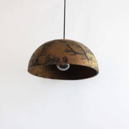 Large Hanging Lamp, Unique Flush Mount Lights, Large Oak Plug in Chandelier Handmade - thumbnail 2