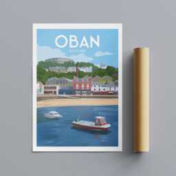 Oban Scotland Travel Poster Coastal Wall Art - thumbnail 3