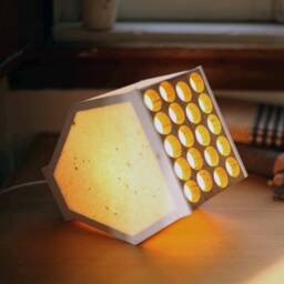 Reading & Table Lamp. Handcrafted Cotton Paper & Cork Furniture Lamp Desk With Seeds Paper Sustainable Minimalist Lighting Design - thumbnail 2