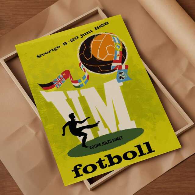 1958 World Cup Vintage Poster, Sweden Soccer Art, Retro Football Print - 4 Sizes - image 1