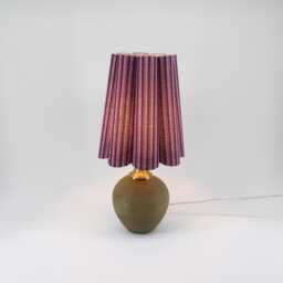 Handmade Ceramic Table Lamp Dark Purple Fabric Shade, Copper Base-117# - thumbnail 1