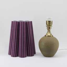 Handmade Ceramic Table Lamp Dark Purple Fabric Shade, Copper Base-117# - thumbnail 3