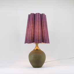 Handmade Ceramic Table Lamp Dark Purple Fabric Shade, Copper Base-117# - thumbnail 4