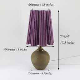 Handmade Ceramic Table Lamp Dark Purple Fabric Shade, Copper Base-117# - thumbnail 2