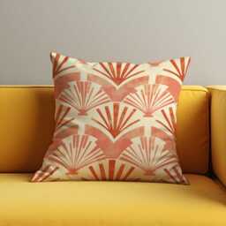 Art Deco Fan Cushion Cover, Terracotta & Cream Traditional Pillow Case, Glam Throw Retro Home Decor - thumbnail 3