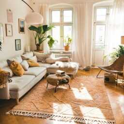 Custom Beni Ourain Rug, Orange Moroccan Wool Carpet, Terracotta Diamond Area Handmade Boho Living Room Decor, Fluffy Apricot Shag - thumbnail 3