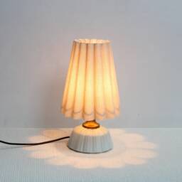 Handmade Burlap Fabric Table Lamp Ceramic Base, Aquamarine Accent-5# - thumbnail 1