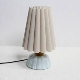 Handmade Burlap Fabric Table Lamp Ceramic Base, Aquamarine Accent-5# - thumbnail 2