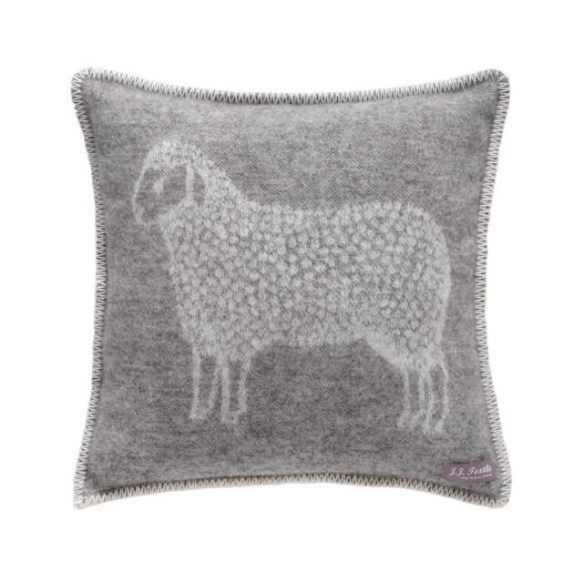 Grey Sheep Cushion Cover - Pure Wool Reversible Pillowcase 45 X 45cm/ 18 18 - image 1