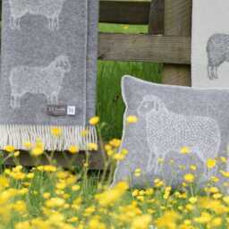 Grey Sheep Cushion Cover - Pure Wool Reversible Pillowcase 45 X 45cm/ 18 18 - thumbnail 3