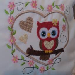 Pillow With Name For Birth - Owl in Heart Beige - thumbnail 2