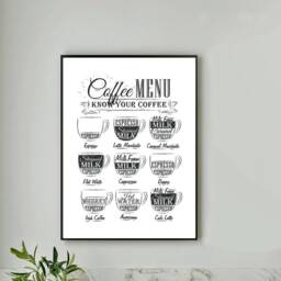Coffee Menu Kitchen Print, Home Prints, Utility Room Wall Art, Modern Decor, Gift, Menu - thumbnail 2